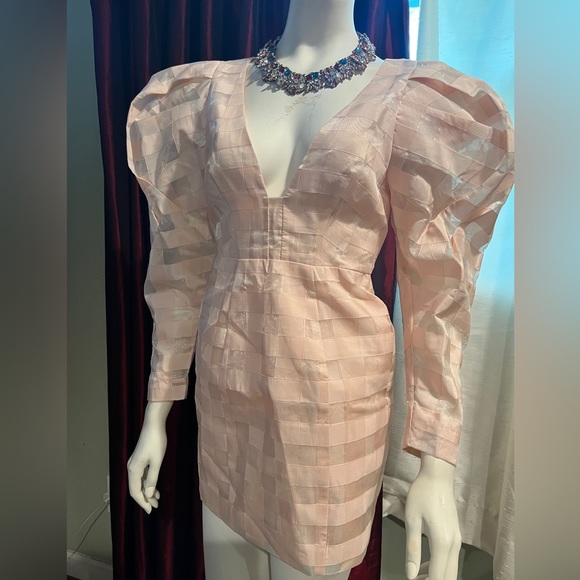 Asos Edition Organza Check Minidress with Extreme Sleeve - Picture 4 of 7